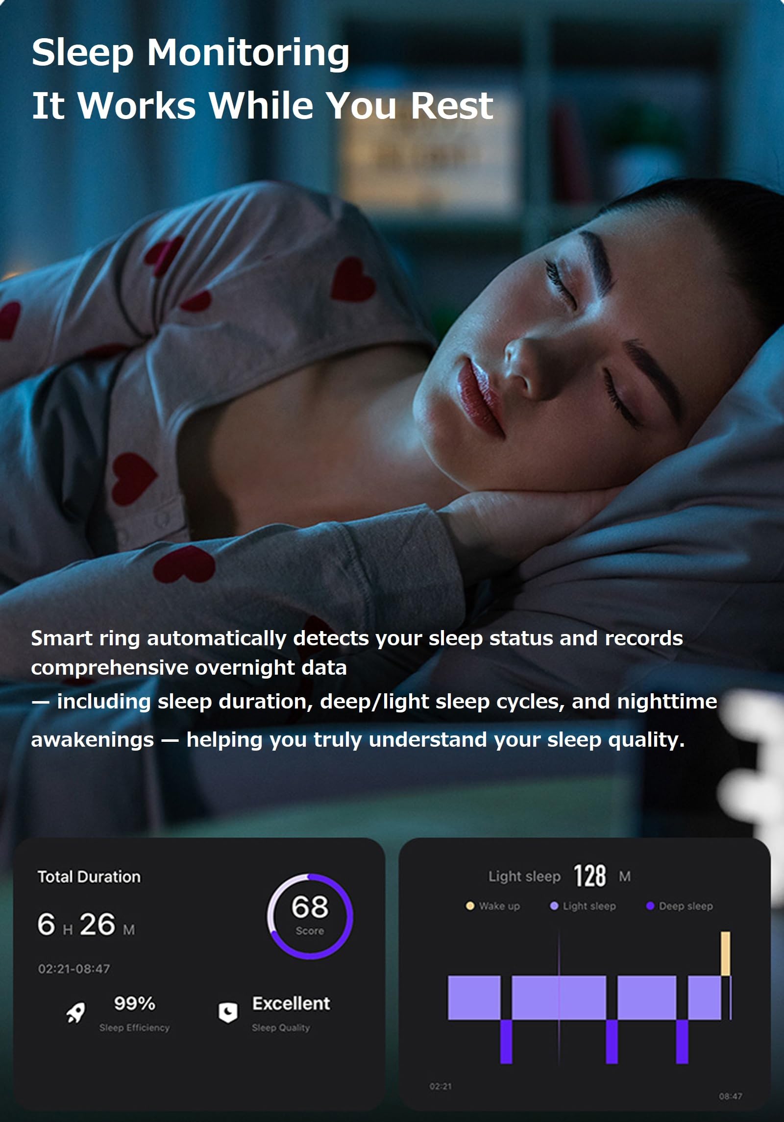 Smart Ring for Men Women Fitness Tracker Ring Health Smart Rings Heart Rate Monitor Sleep Tracker LED Notification Calorie Step Counter NFC Gesture Control Multi-Sport Modes Waterproof iOS/Android