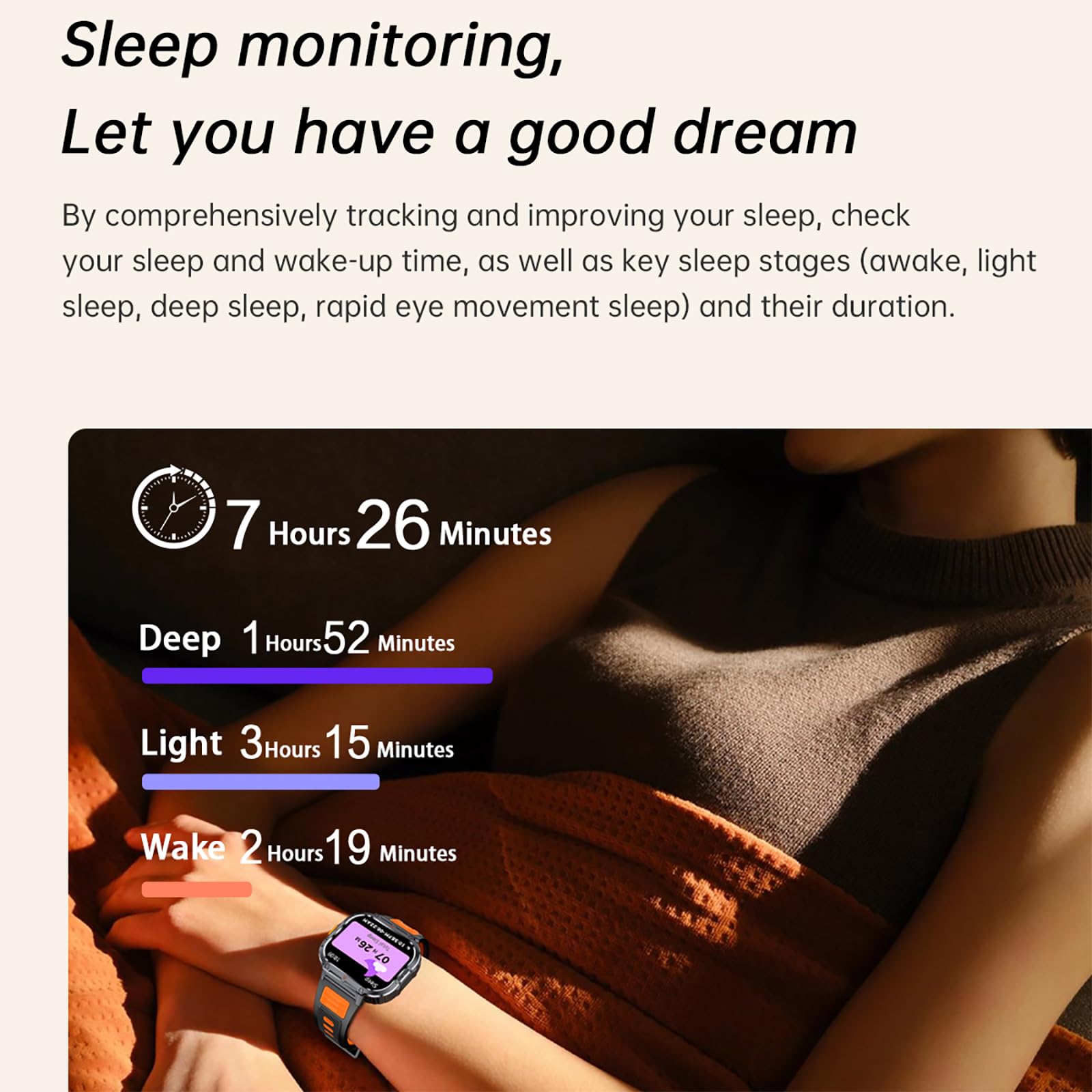 Big Screen Smart Watch for Men, 2.0'' HD Military Smartwatch with LED Flashlight 5ATM Waterproof Rugged Tactical Fitness Tracker (Answer/Make Calls)