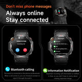 GPS Smart Watches for Men Military Altimeter Barometer Compass Bluetooth Calls Sports Modes Flashlight Smart Watch Heart Rate Sleep Monitor Message Reminder