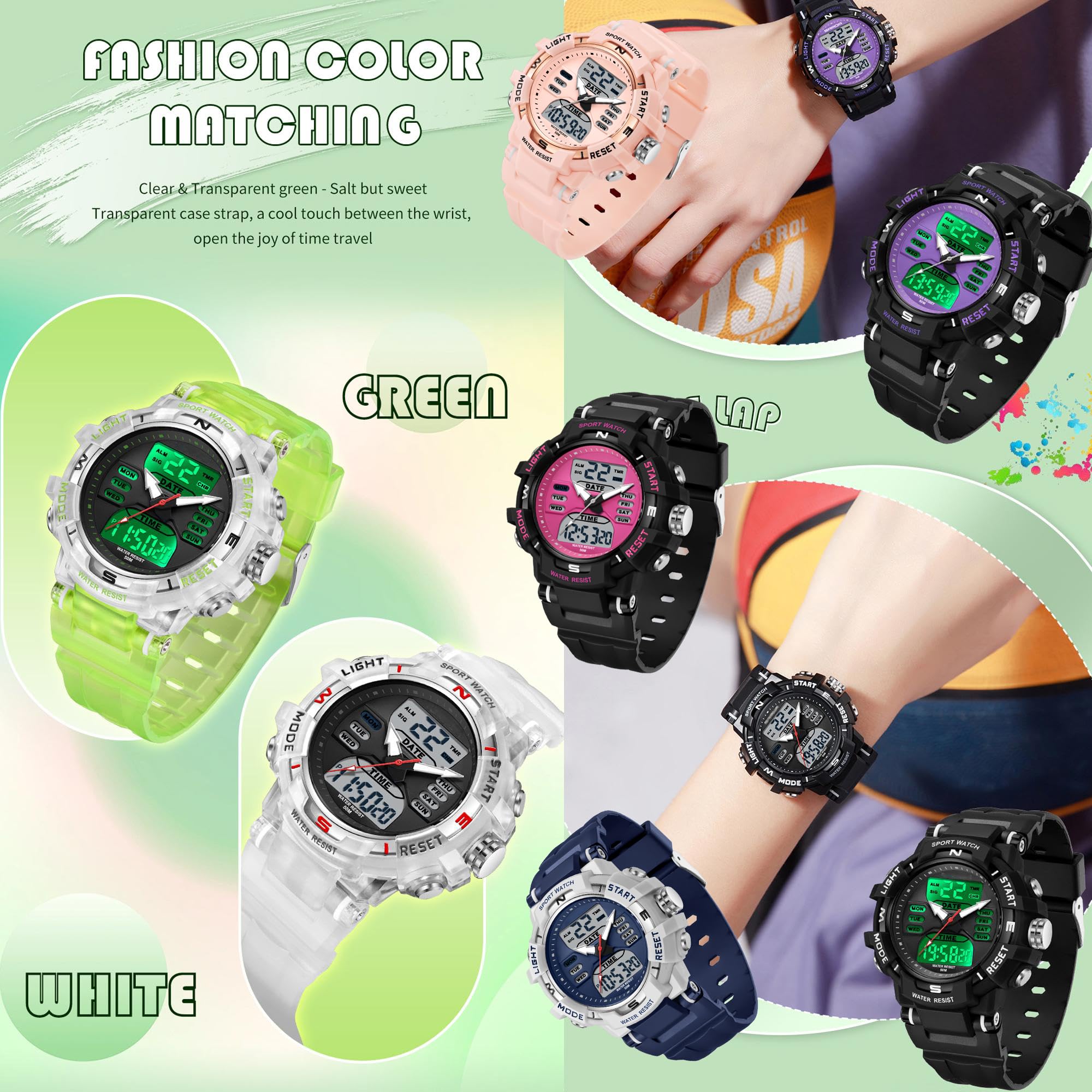 Findtime Womens Digital Watch Sports Waterproof Military Watches for Women Tactical Ladies Analog Watch Alarm Stopwatch Calendar