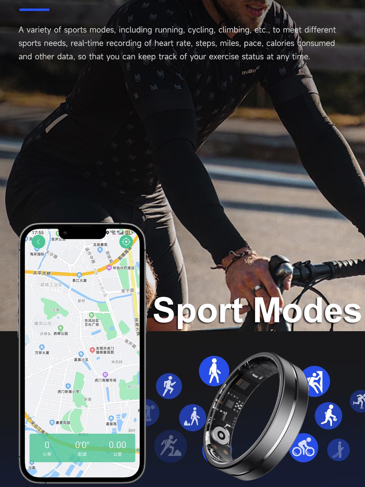 Smart Ring Ultra Narrow Sleep Heart Rate Monitor Ring Blood Pressure Health Fitness Tracker Step Counter Calories Waterproof Remote Camera Smart Rings