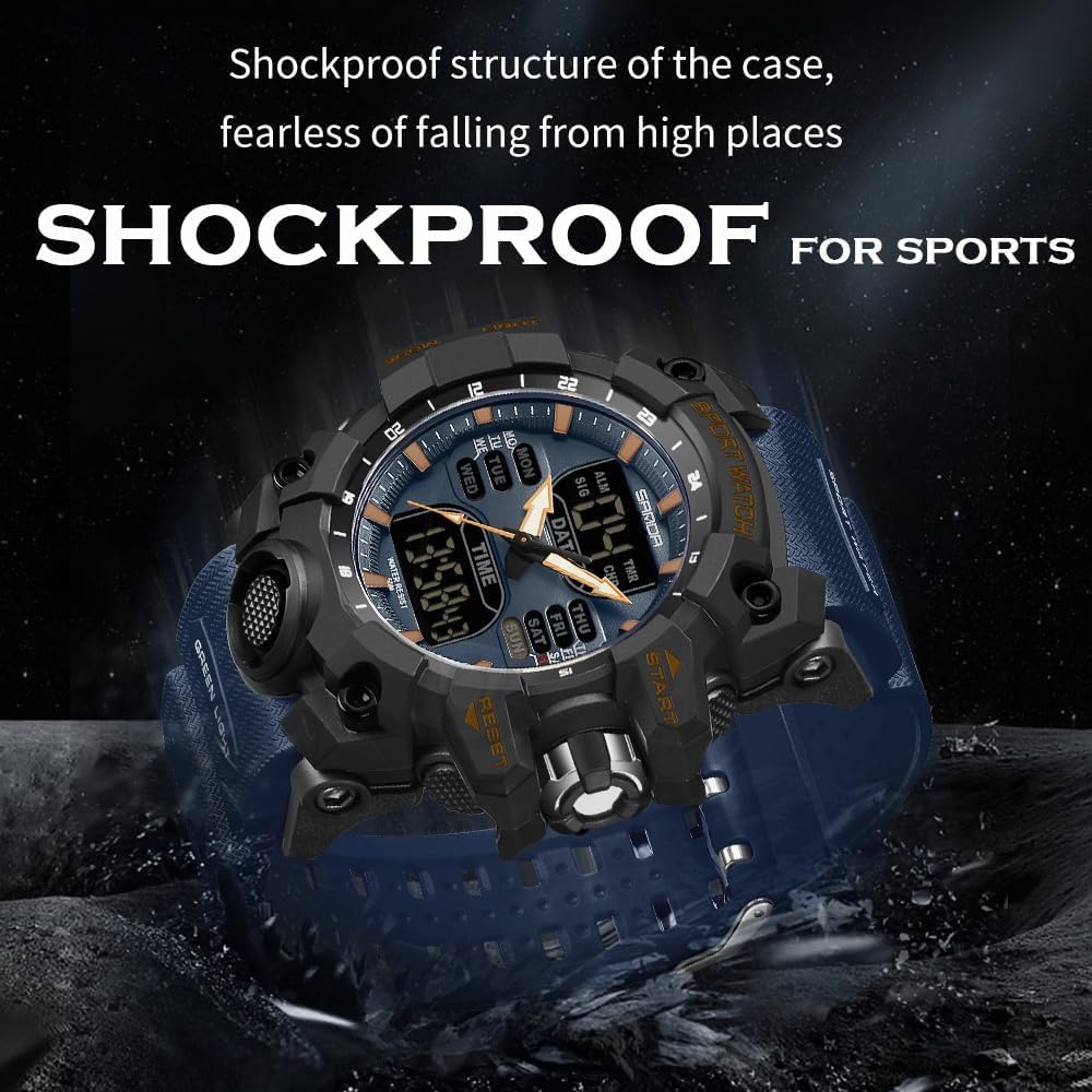 Findtime Mens Sports Watch Military Watches for Men Waterproof Watch Mens Digital Watches Rugged Watch with LED Backlight Alarm Stopwatch
