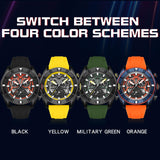 Findtime Watch for Men,Sport Designer Analog Chronograph Quartz Business Stylish Watches Luminous Date Calendar Silicon Strap