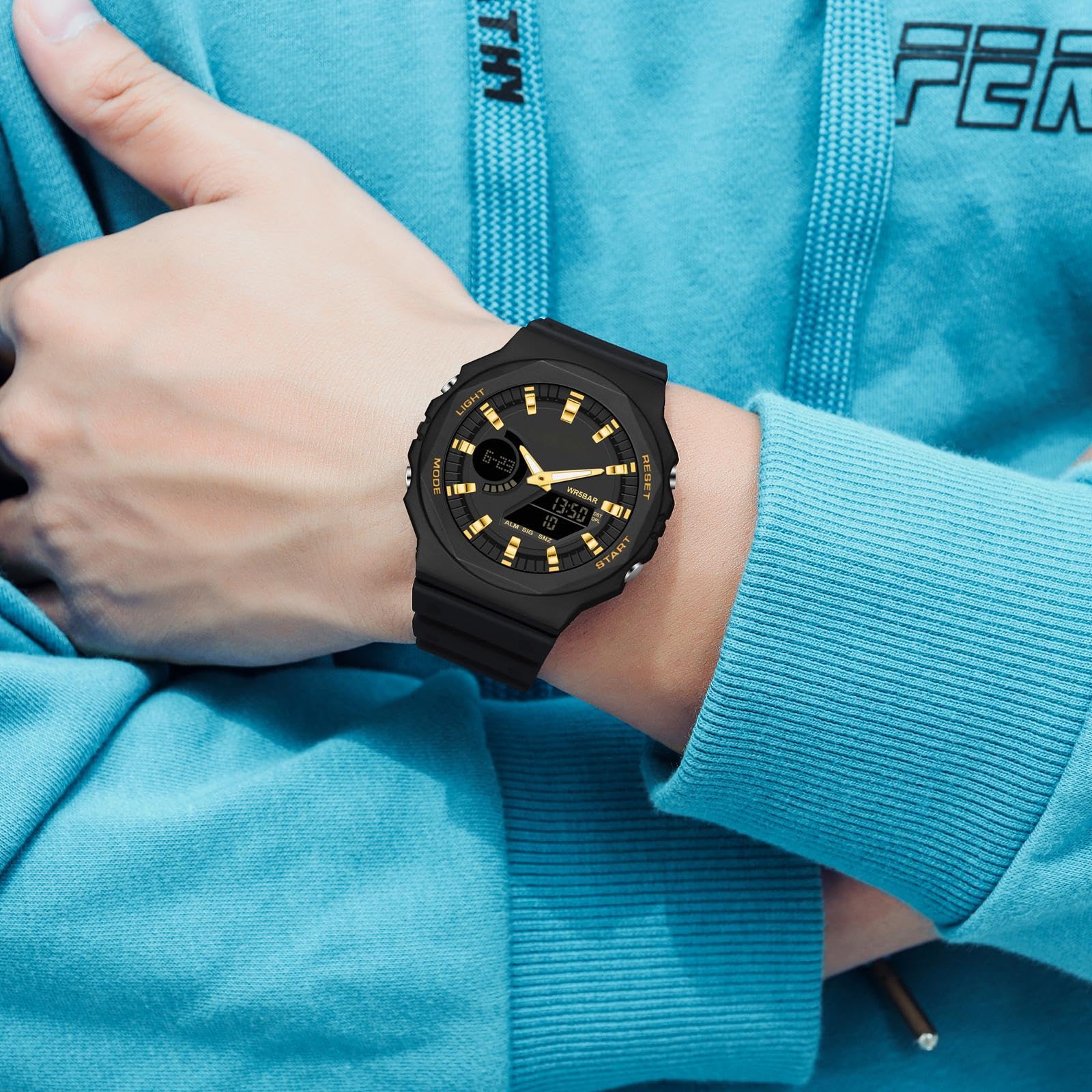 Findtime Black Unisex Watches Digital, Watches for Men Women Waterproof Sports Electronic Men's Wristwatches