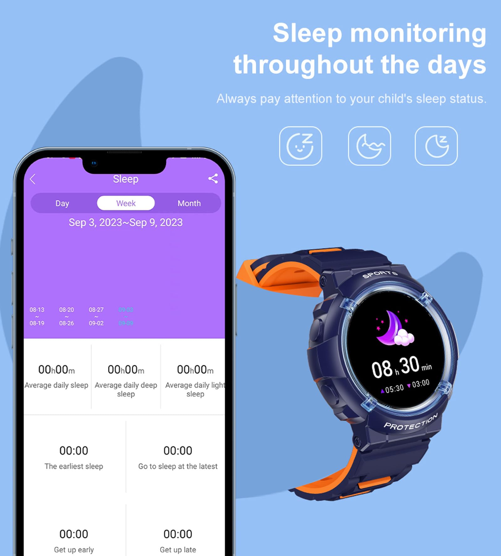 Smart Watch for Kids Smart Watches Heart Rate Monitor Sleep Monitor SNS Message Reminder Waterproof Pedometer Step Counter Calories 25+Sports Modes Alarm Remote Camera Music Control