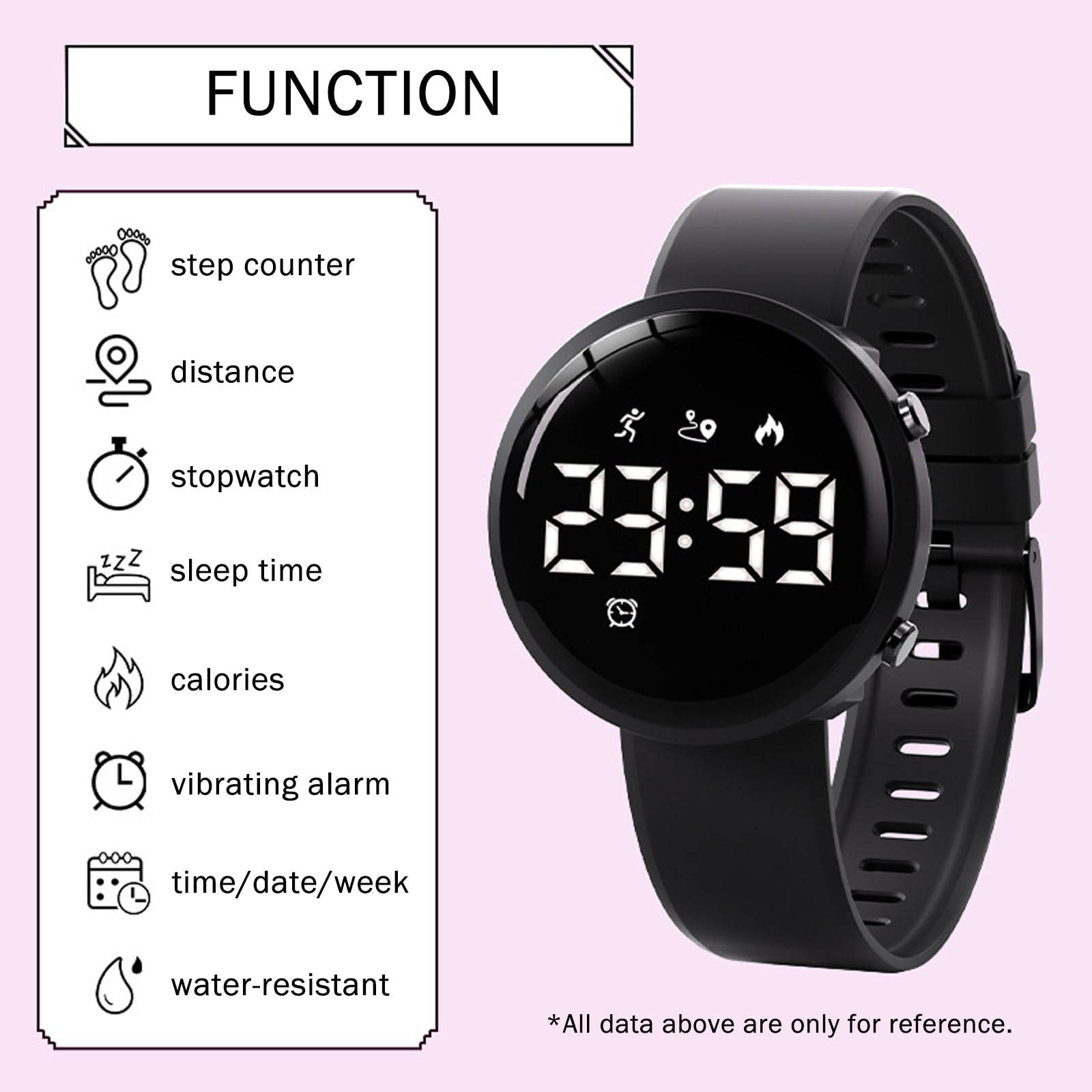 Fitness Tracker Watch with Step Counter Calorie Waterproof Pedometer Vibrating Alarm Digital Watches for Men Women Running Walking Workouts(NO APP)
