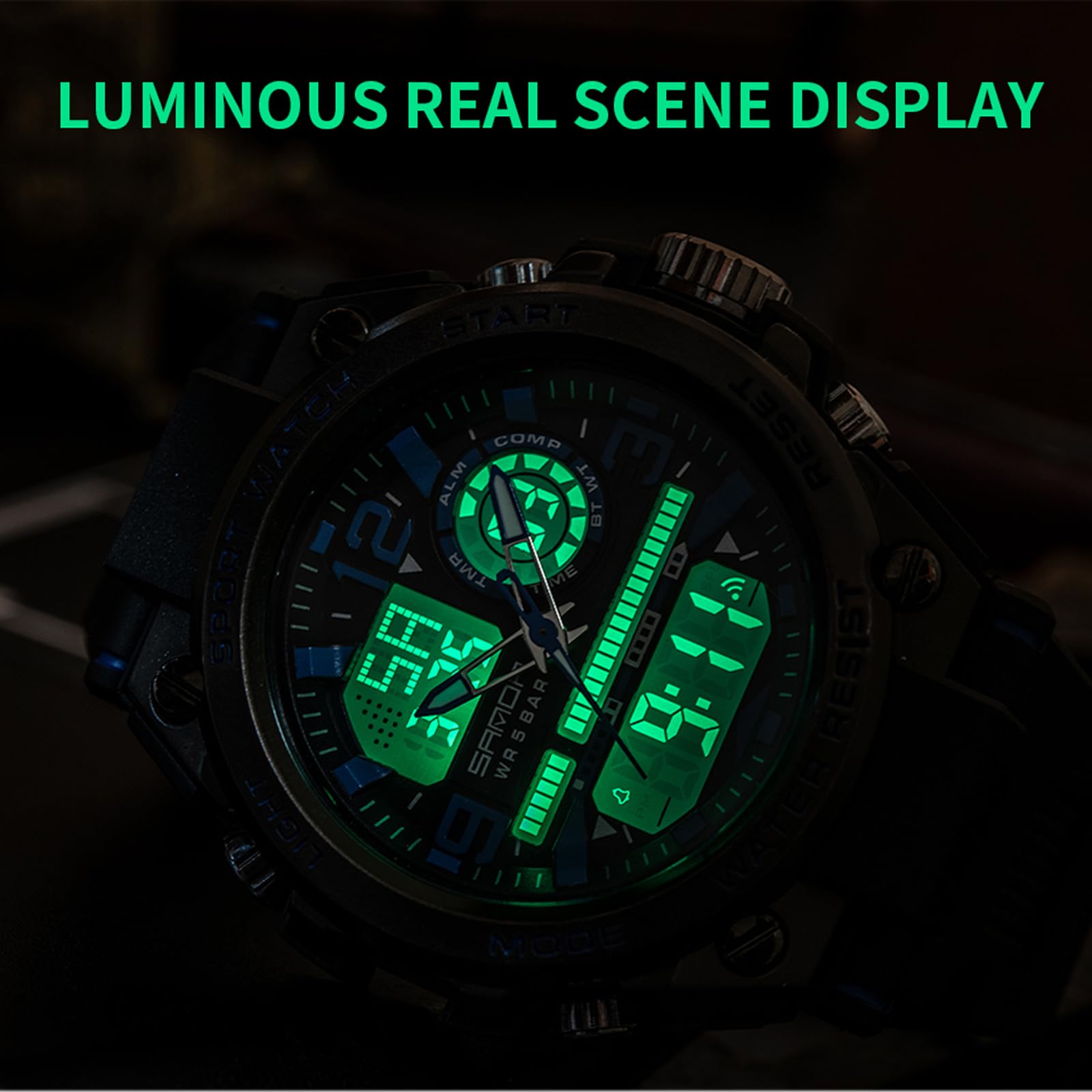 Findtime Mens Military Watch Tactical Waterproof Watches Sport Outdoor Digital Analogue Wristwatch Army Big Face Alarm Stopwatch LED Watch for Men