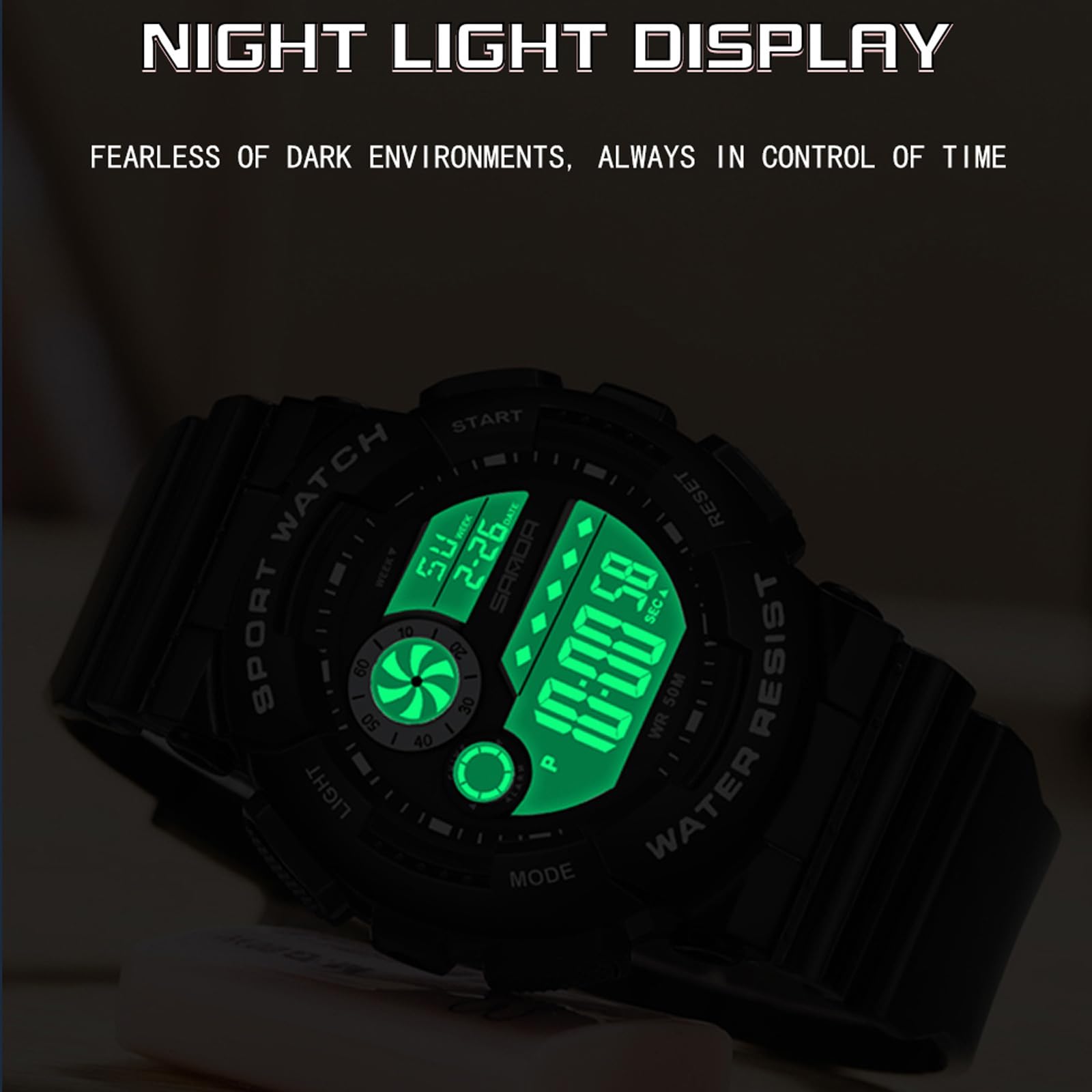 Findtiome Digital Watch Womens Sport Waterproof  Watches for Women with Alarm Stopwatch Hourly Chime LED Display -6114