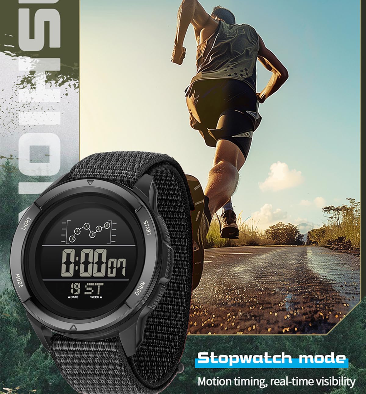 Findtime Military Watches for Men Tactical Digital Sport Watch Waterproof Army Outdoor Nylon Strap Electronic Mens Watch LED Luminous Alarm Stopwatch