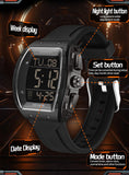 Findtime Men Digital Watches Dual Time Zone with LED Backlight Alarm Stopwatch Silicone Strap 5ATM Waterproof for Travel/Sport/Business Easy Read Fashion Birthdays Gift for Him