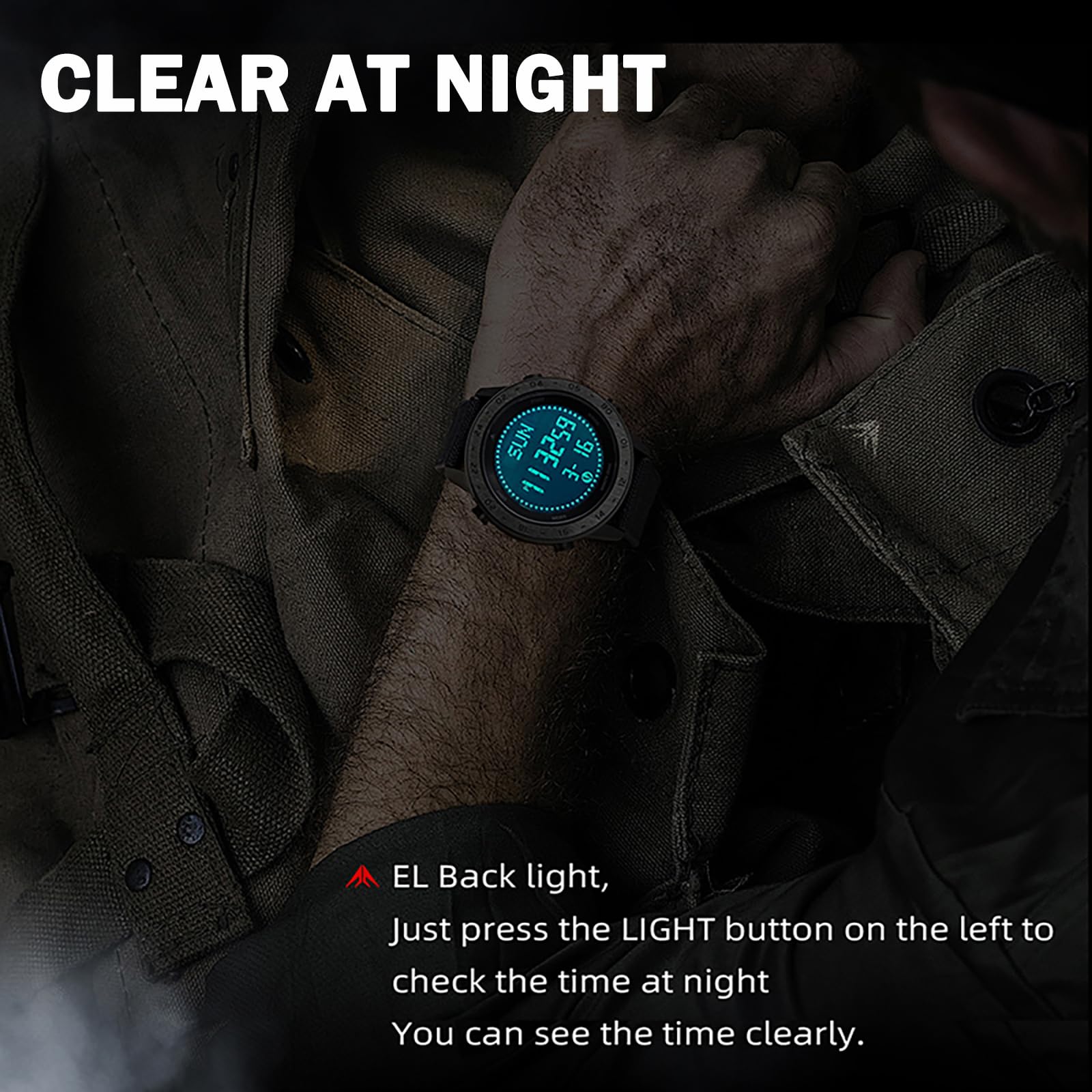 Findtime Running Watches for Men with Compass Metronome Pedometer 5ATM Waterproof Outdoor Workout Tactical Military Mens Digital Watch