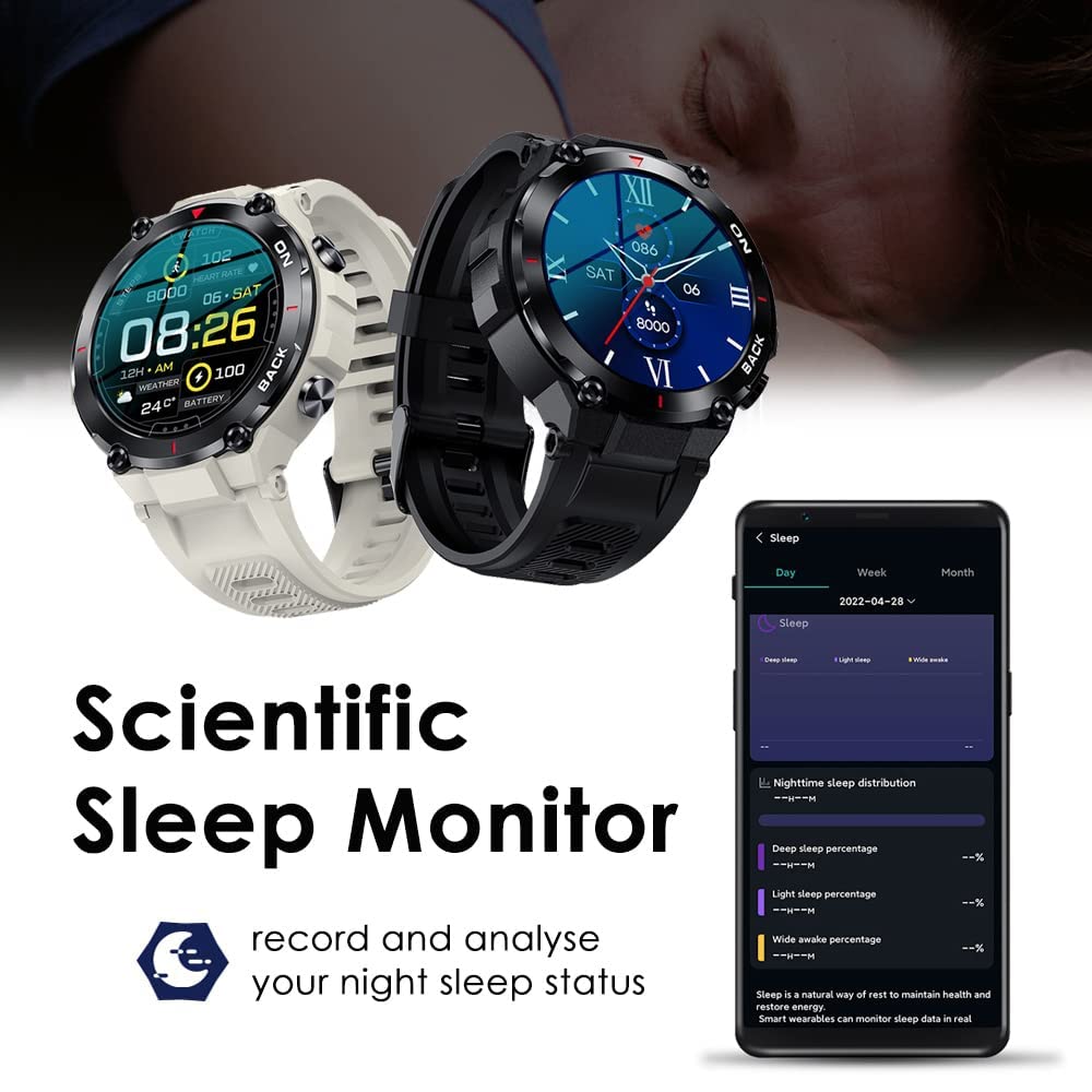 Mens GPS Smart Watches for Android iOS phones Rugged Smart Watch for Outdoor Sports with 480mAh Longer Battery Life Fitness Tracker