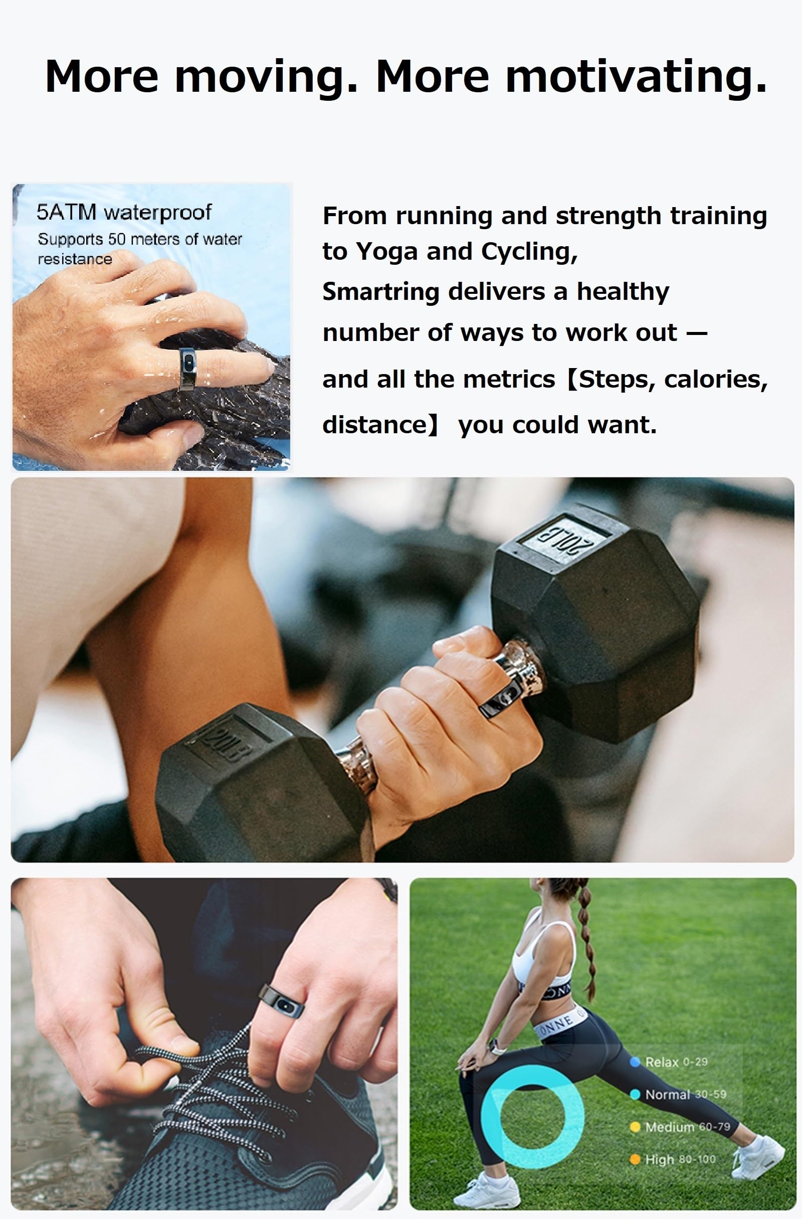Smart Ring for Men Women Smart Ring Sleep Tracker SNS Notification Fitness Tracker Gesture Control Pedometer Calories Step Counter Compatible with iOS Android