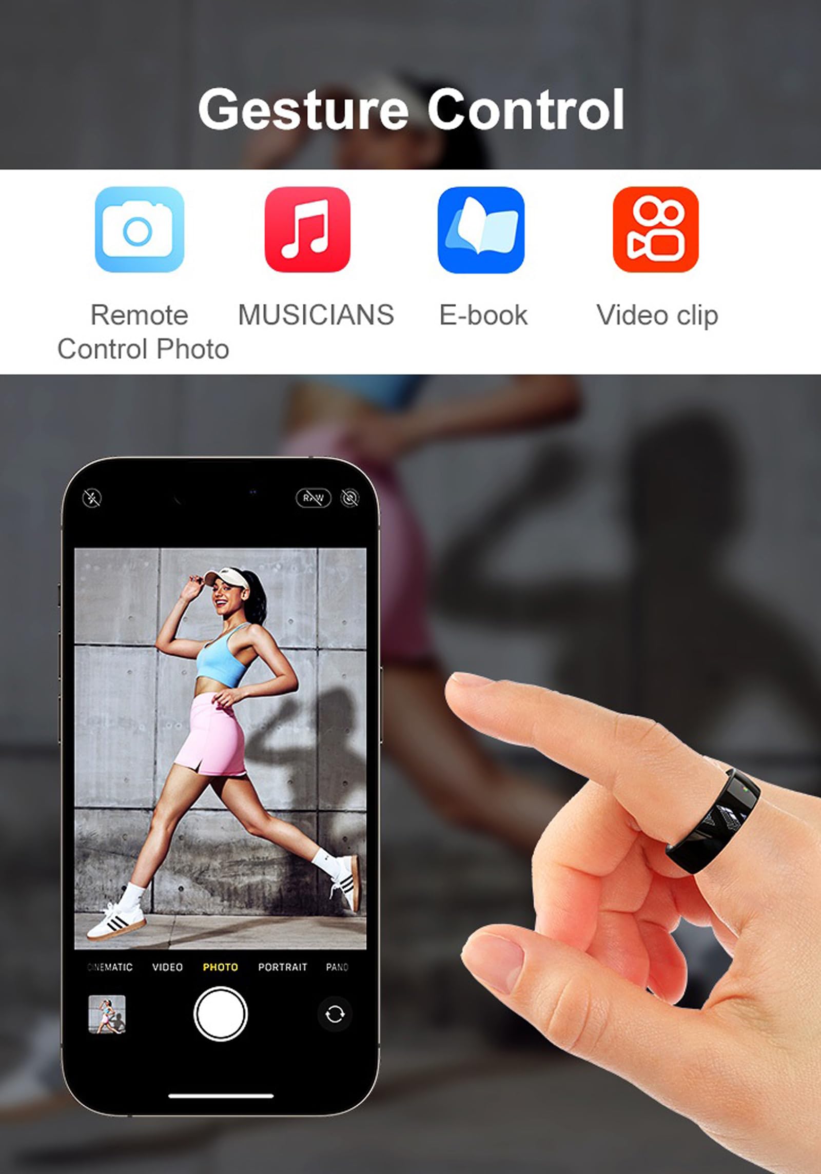 Smart Ring for Men Women Fitness Tracker Ring Health Smart Rings Heart Rate Monitor Sleep Tracker LED Notification Calorie Step Counter NFC Gesture Control Multi-Sport Modes Waterproof iOS/Android