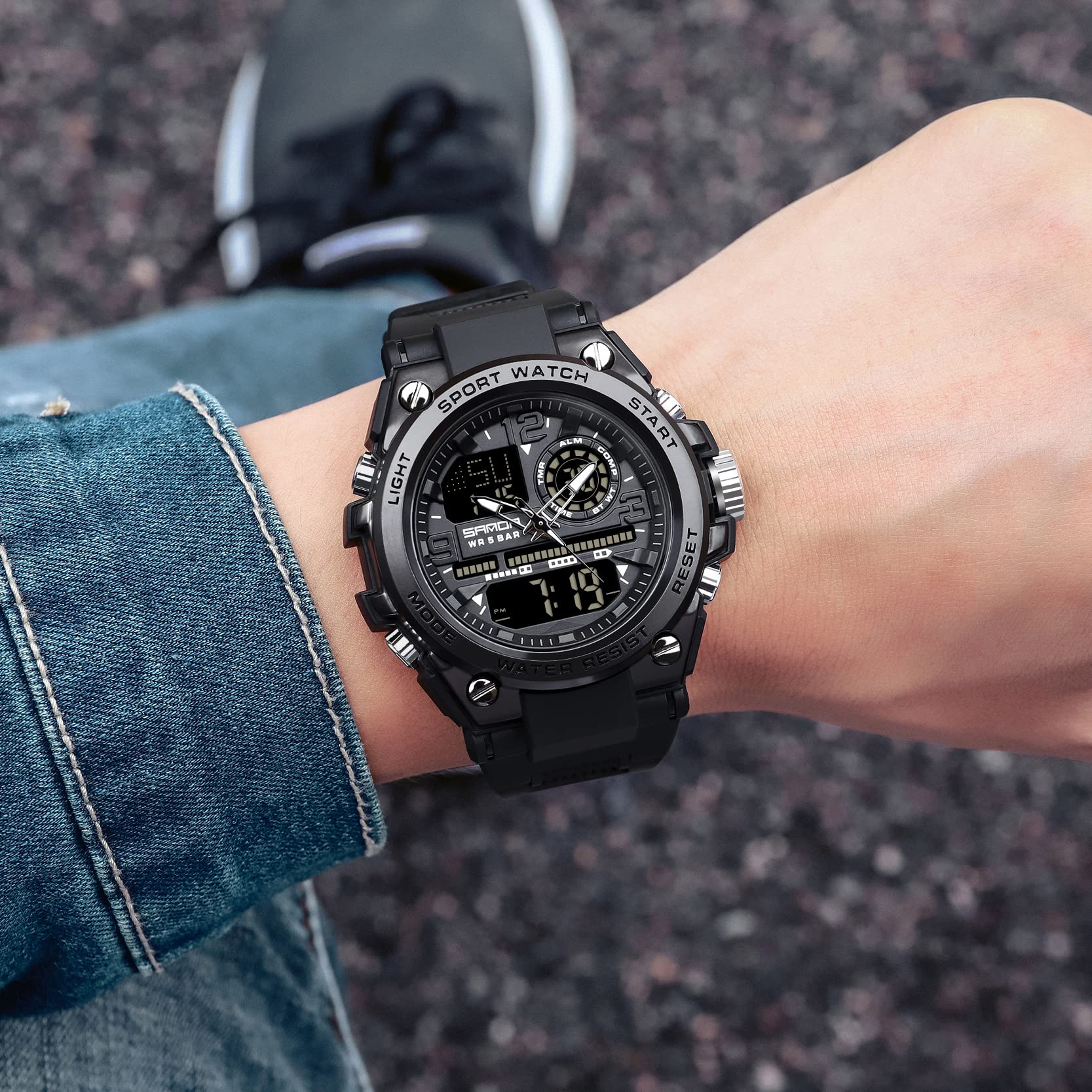 Findtime Mens Military Watch Tactical Waterproof Watches Sport Outdoor Digital Analogue Wristwatch Army Big Face Alarm Stopwatch LED Watch for Men
