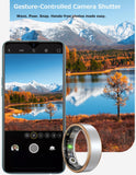Smart Ring for Men Women Health Ring Heart Rate Monitor Sleep Tracker Fitness Tracker Ring Calorie Step Counter Gesture Remote Camera GPS Activity Tracker Waterproof Compatible with iOS Android Phones