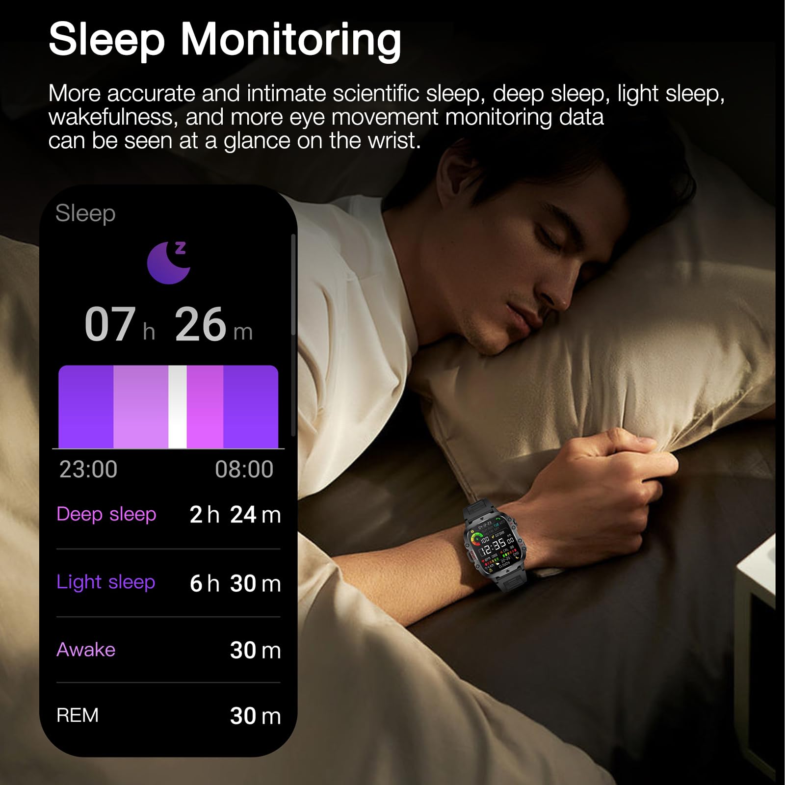 Smart Watch for Men (Answer/Make Calls), Rugged Smartwatch with Blood Pressure/Heart Rate/Sleep Monitor, Waterproof Step Tracker, 1.96" HD Screen for Android/iOS Phones