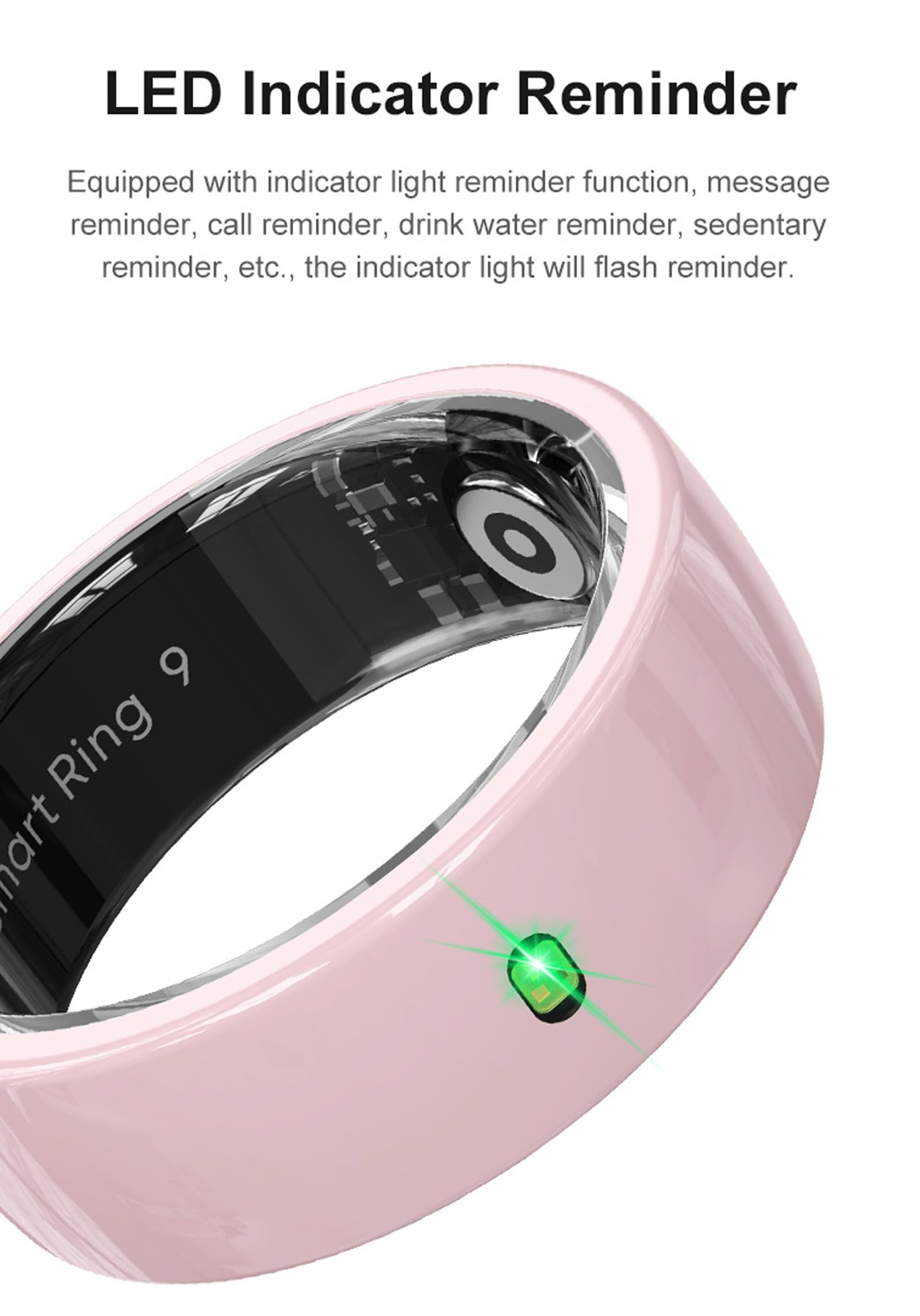 Smart Ring for Men Women Fitness Tracker Ring Health Smart Rings Heart Rate Monitor Sleep Tracker LED Notification Calorie Step Counter NFC Gesture Control Multi-Sport Modes Waterproof iOS/Android