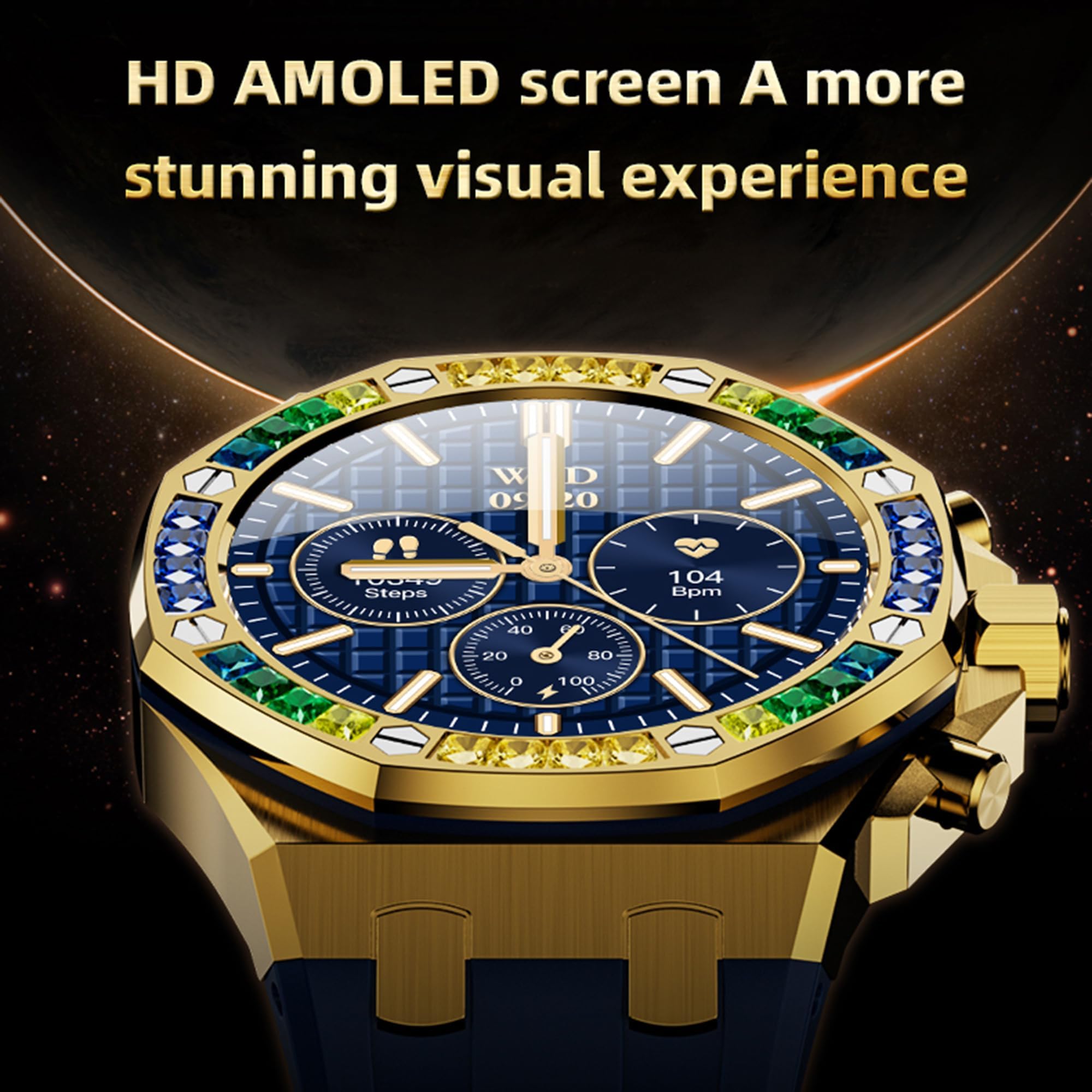 Smart Watch Answer Make Calls Message Reminder Smartwatch Compatible iPhone Heart Rate Monitor Bluetooth Diamond Smart Watches for Men