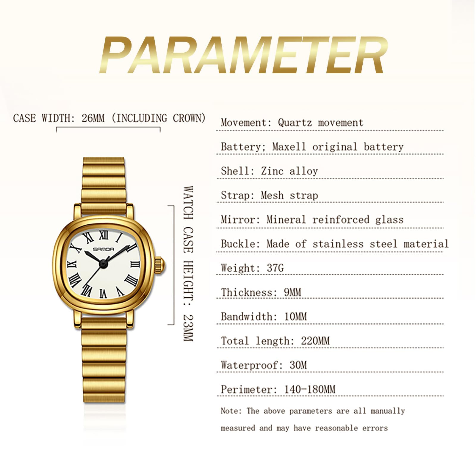 Findtime Watches for Women Ladies Watch Analogue Wristwatch Quartz Casual Elegant Gold Watch for Women Water Resistance