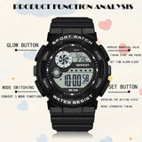 Findtiome Digital Watch Womens Sport Waterproof  Watches for Women with Alarm Stopwatch Hourly Chime LED Display -6114