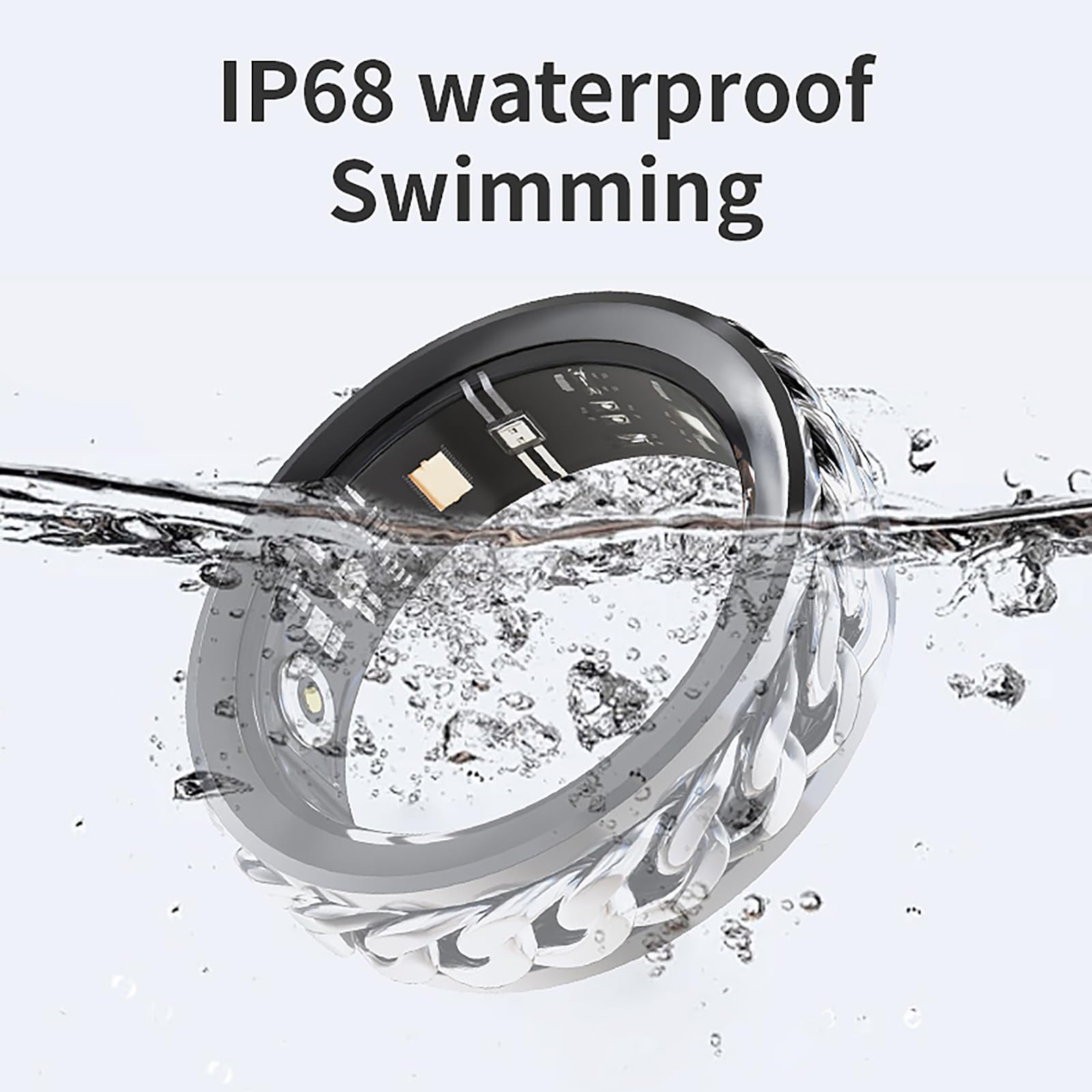 Smart Ring Cuban Link Rings Heart Rate Monitor Sleep Health Ring for Men Punk Smart Rings for Android & iOS Step Counter Calorie Counter Sport Fitness Tracker