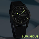 Findtime Day Date Watches for Men Easy Read Dial with Luminous Analog Second Hand Gold Arabic Numerals Waterproof White Silicone Band