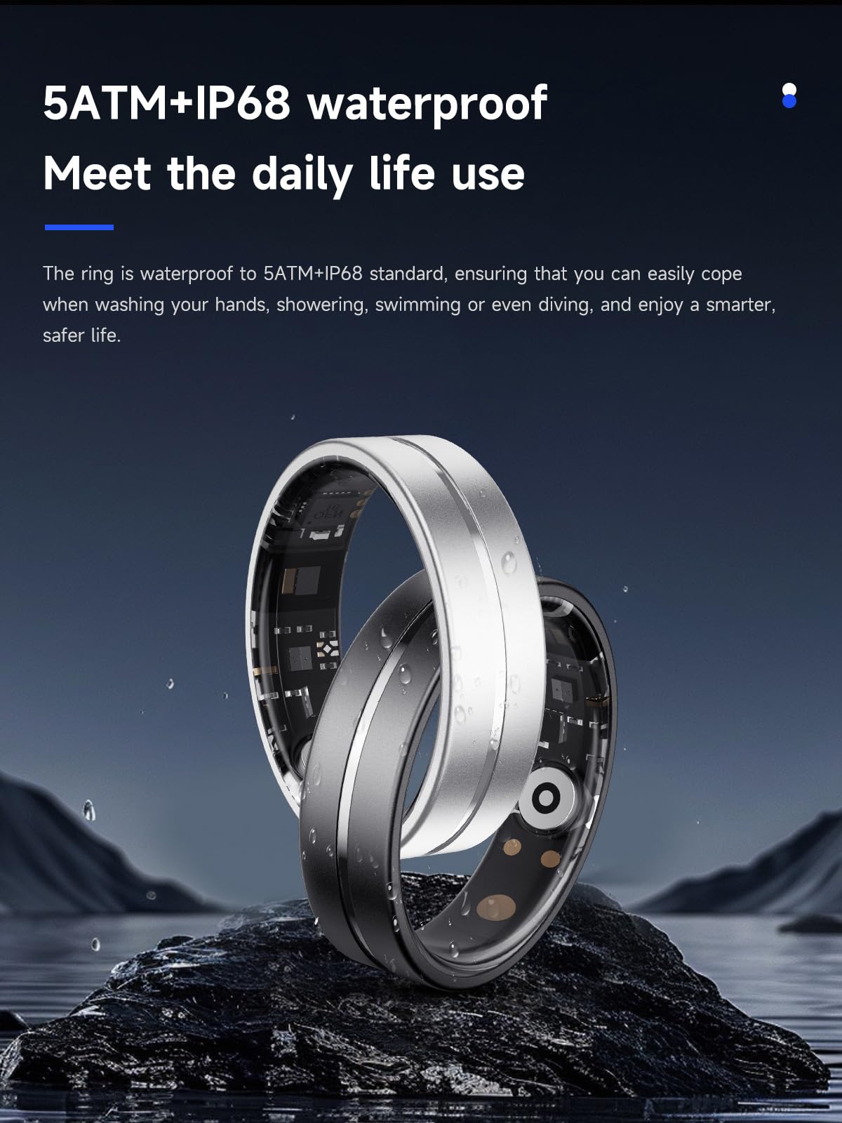 Smart Ring Ultra Narrow Sleep Heart Rate Monitor Ring Blood Pressure Health Fitness Tracker Step Counter Calories Waterproof Remote Camera Smart Rings