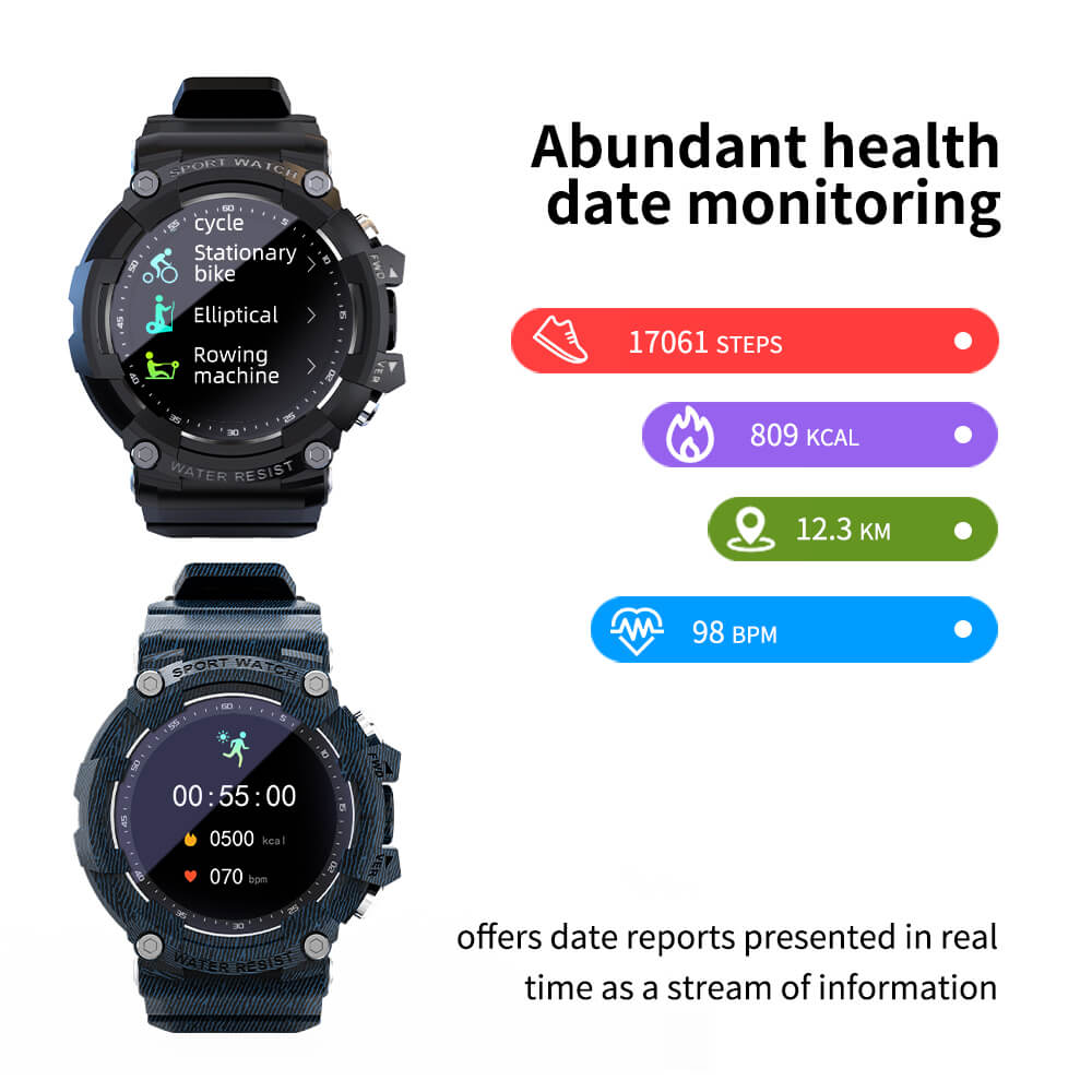 Findtime Military Smart Watch Heart Rate Blood Pressure Monitor 15+ Days Battery Life IP68 Waterproof