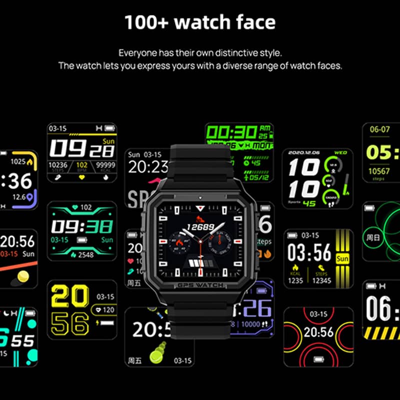 Findtime GPS Smartwatch with 24/7 Heart Rate Monitor Blood Oxygen IP68 Waterproof