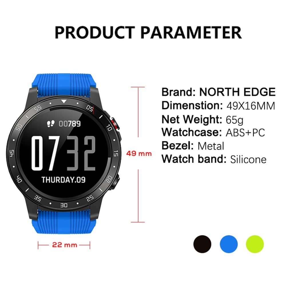 GPS Smart Watch for Mens Compass Barometer Altimeter Bluetooth Call Blood Pressure Heart Rate Monitor