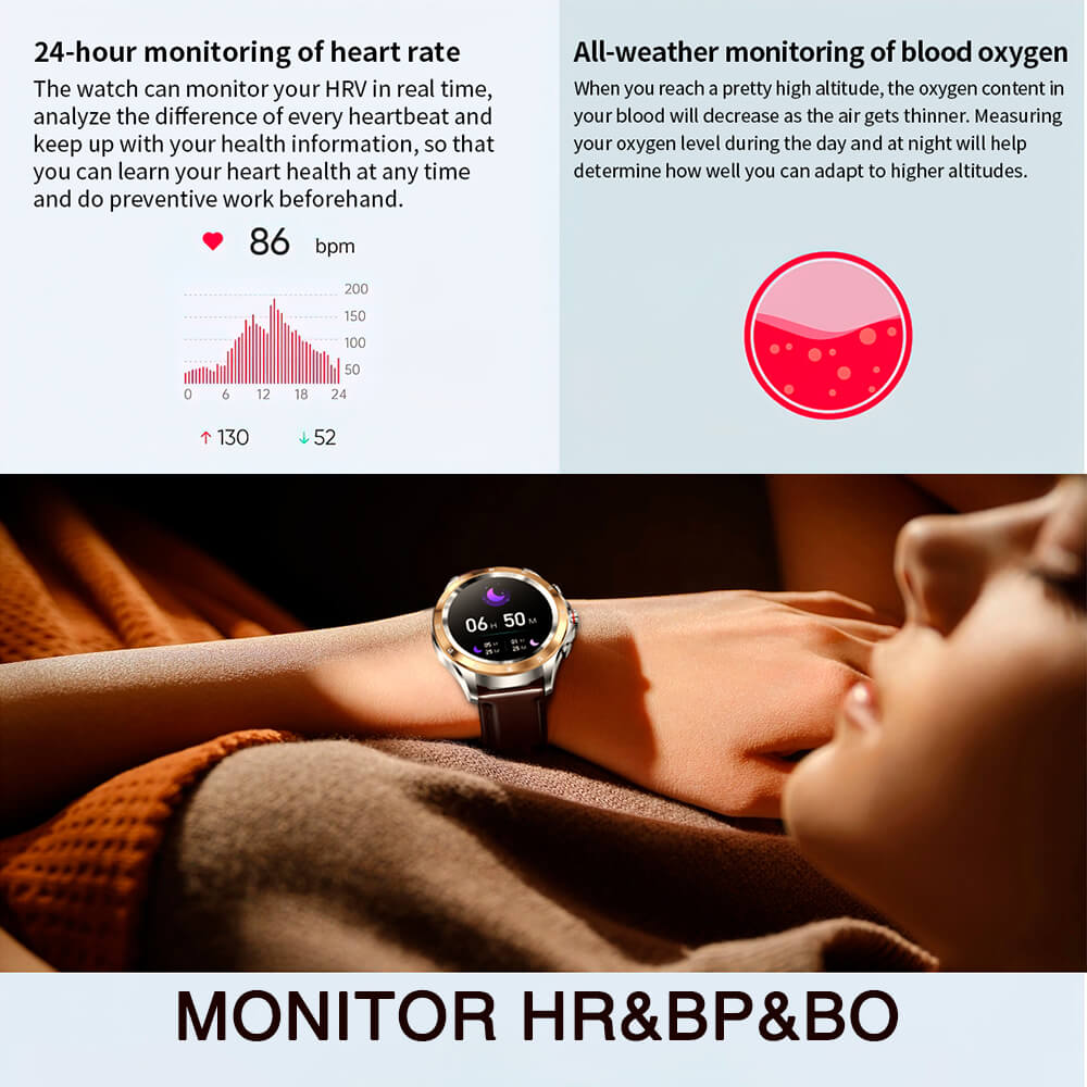 Findtime Smart Watch Monitor Blood Pressure Heart Rate Blood Oxygen Body Temperature Bluetooth Calling