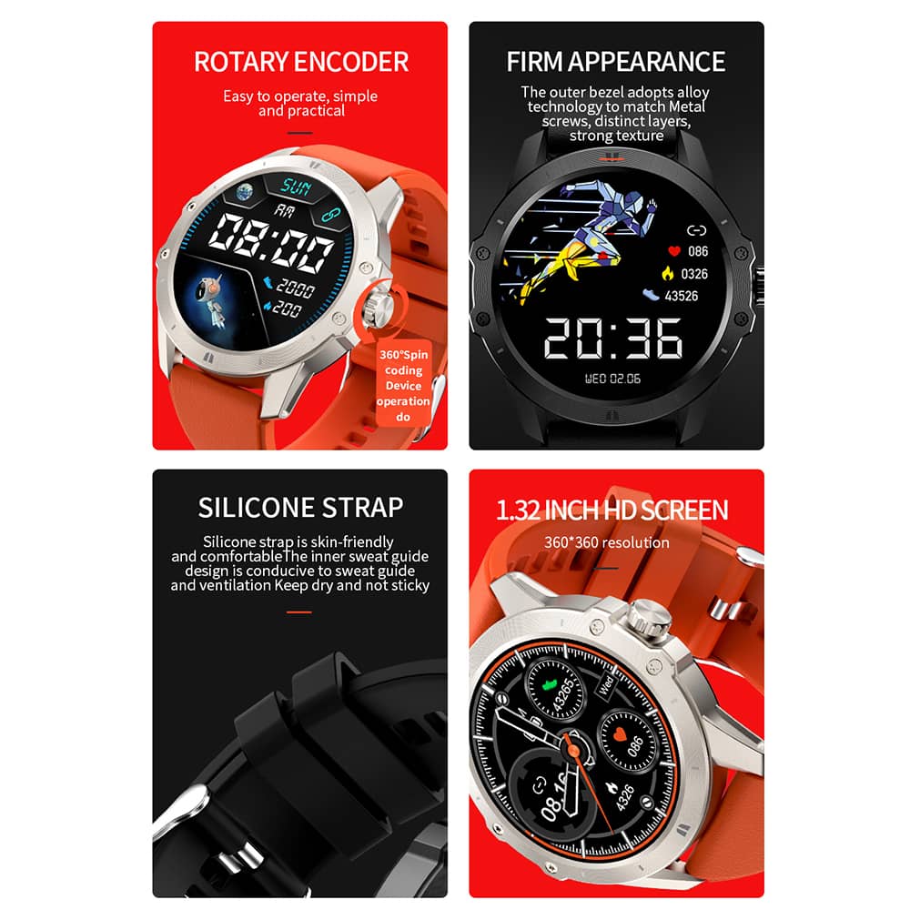 Findtime Smart Watch Blood Pressure Monitor Heart Rate SpO2 Monitoring Bluetooth Calling