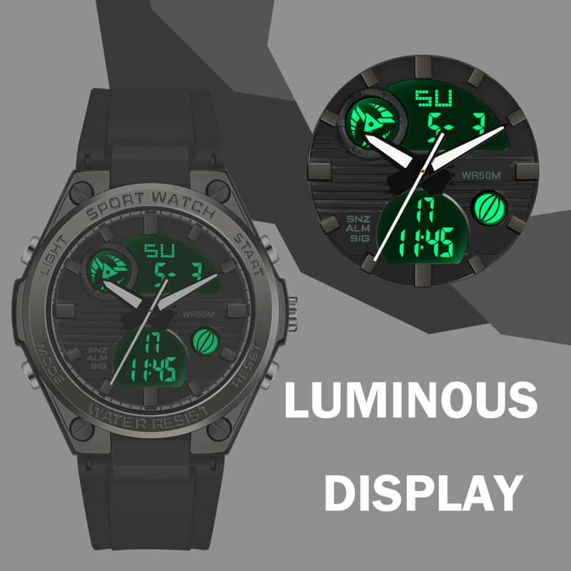 Findtime Womens Military Tactical Digital Watch Sport Waterproof Analog Watches LED Backlight Alarm Stopwatch