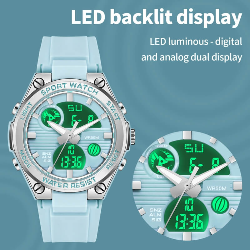 Findtime Womens Military Tactical Digital Watch Sport Waterproof Analog Watches LED Backlight Alarm Stopwatch