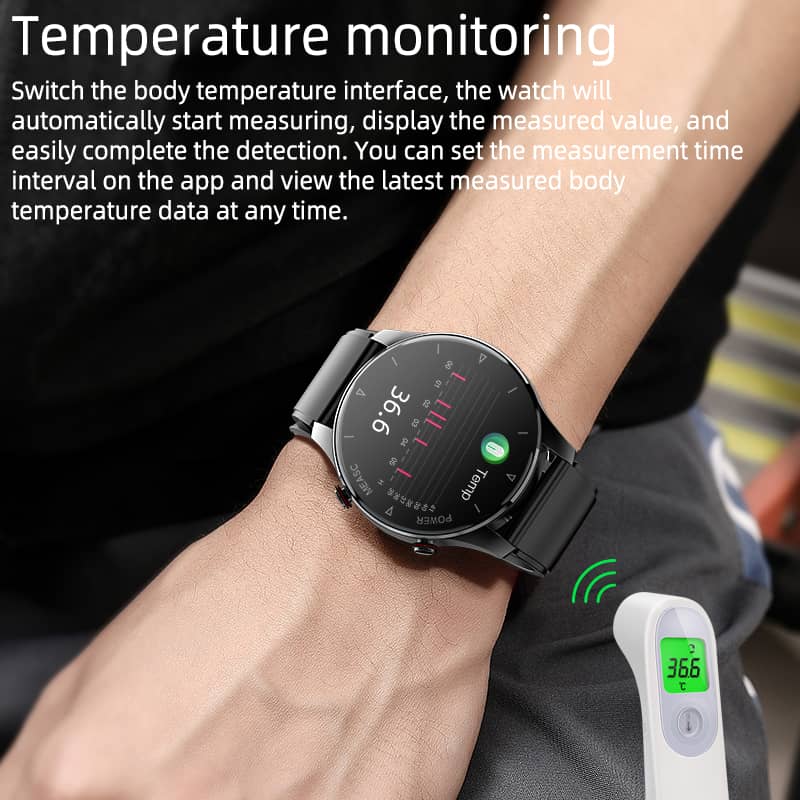 Findtime Accurate Blood Pressure Monitor Smart Watch with Air Pump Body Temperature Heart Rate SpO2