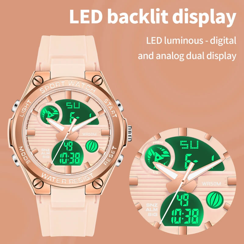 Findtime Womens Military Tactical Digital Watch Sport Waterproof Analog Watches LED Backlight Alarm Stopwatch