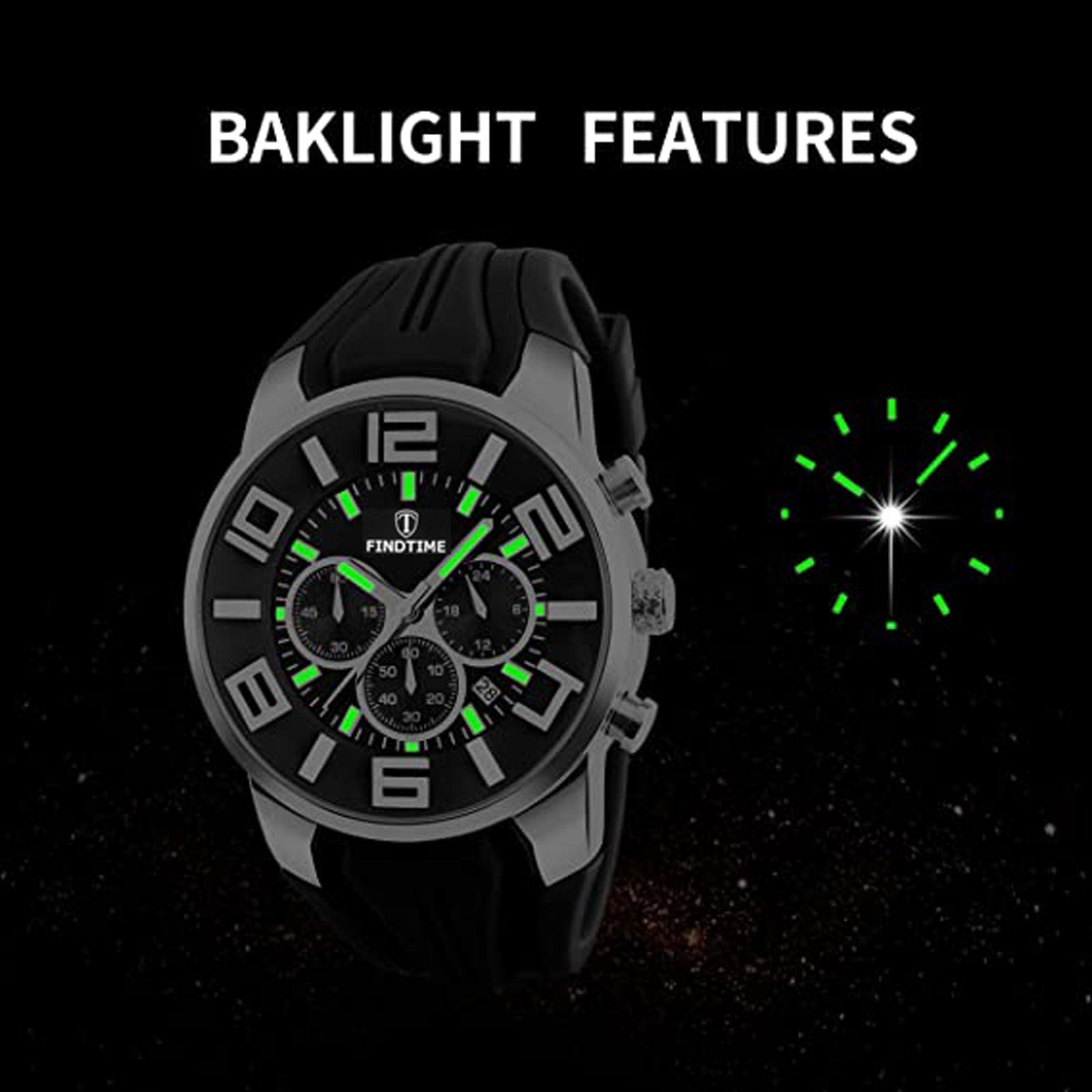 Men's Chronograph Watch with Luminous Unique Design Sport Watches Waterpoof Quartz Stopwatch