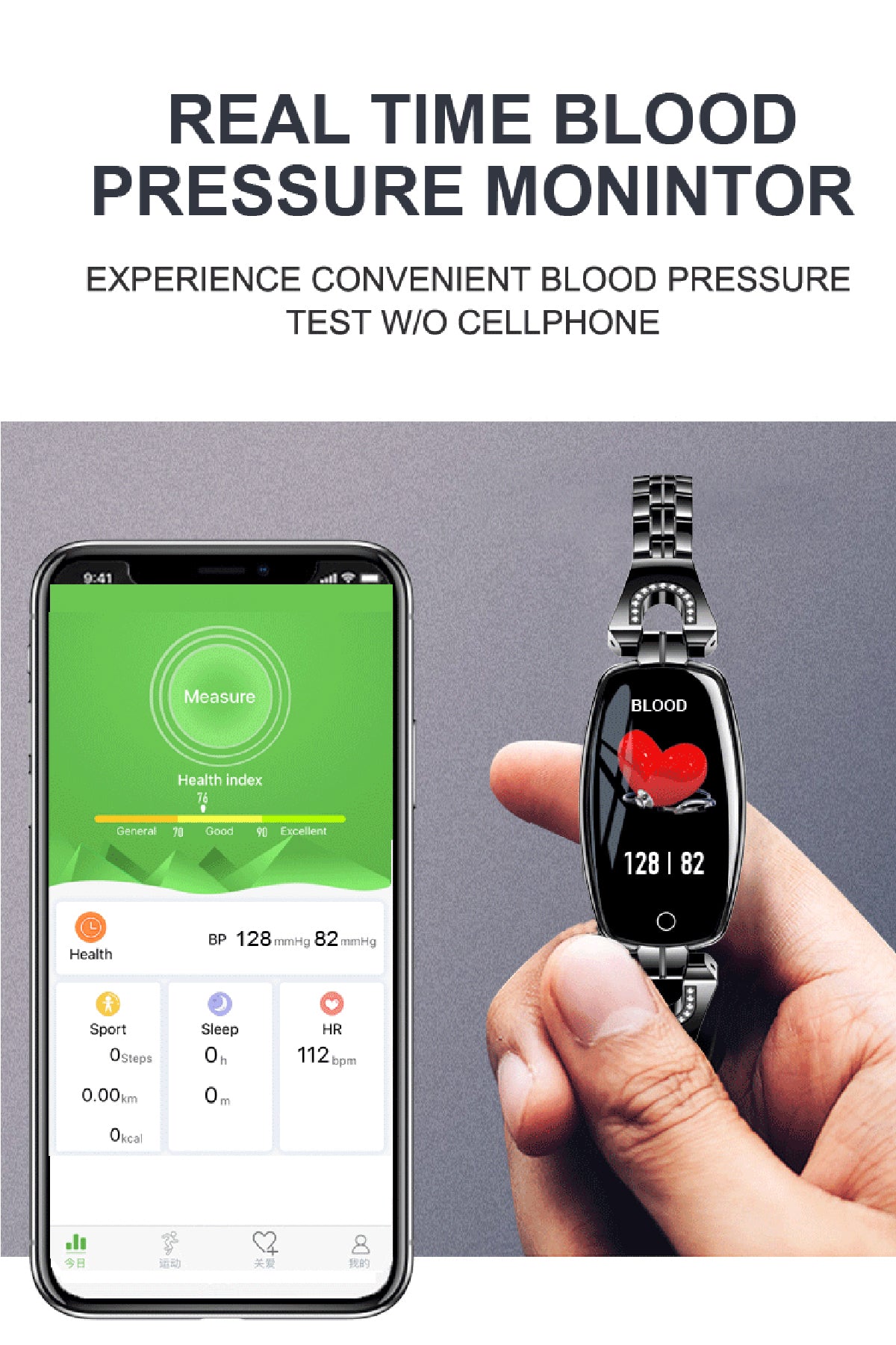 H8 Womens Stainless Steel Smart Watch Fitness Tracker Heart Rate Monitor Blood Pressure Pedometer Smart Bracelet for Android iOS - Findtime