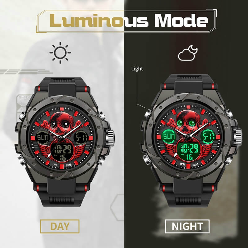 Findtime Digital Skull Watch for Men Unique Wrist Watch LED Backlight Waterproof Sport Outdoor Military WatchesFindtime Skull Digital Watch for Men Unique Military Watches LED Backlight Waterproof Sport Outdoor