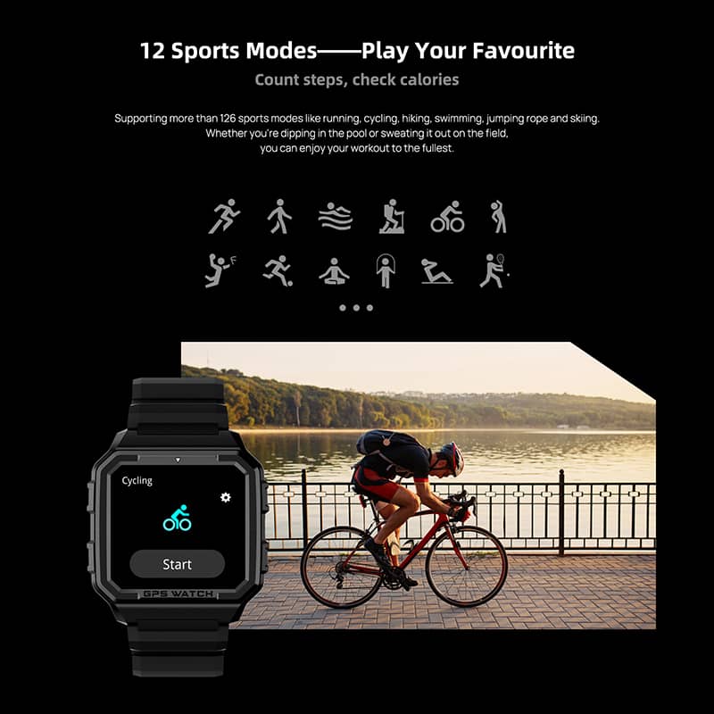 Findtime GPS Smartwatch with 24/7 Heart Rate Monitor Blood Oxygen IP68 Waterproof