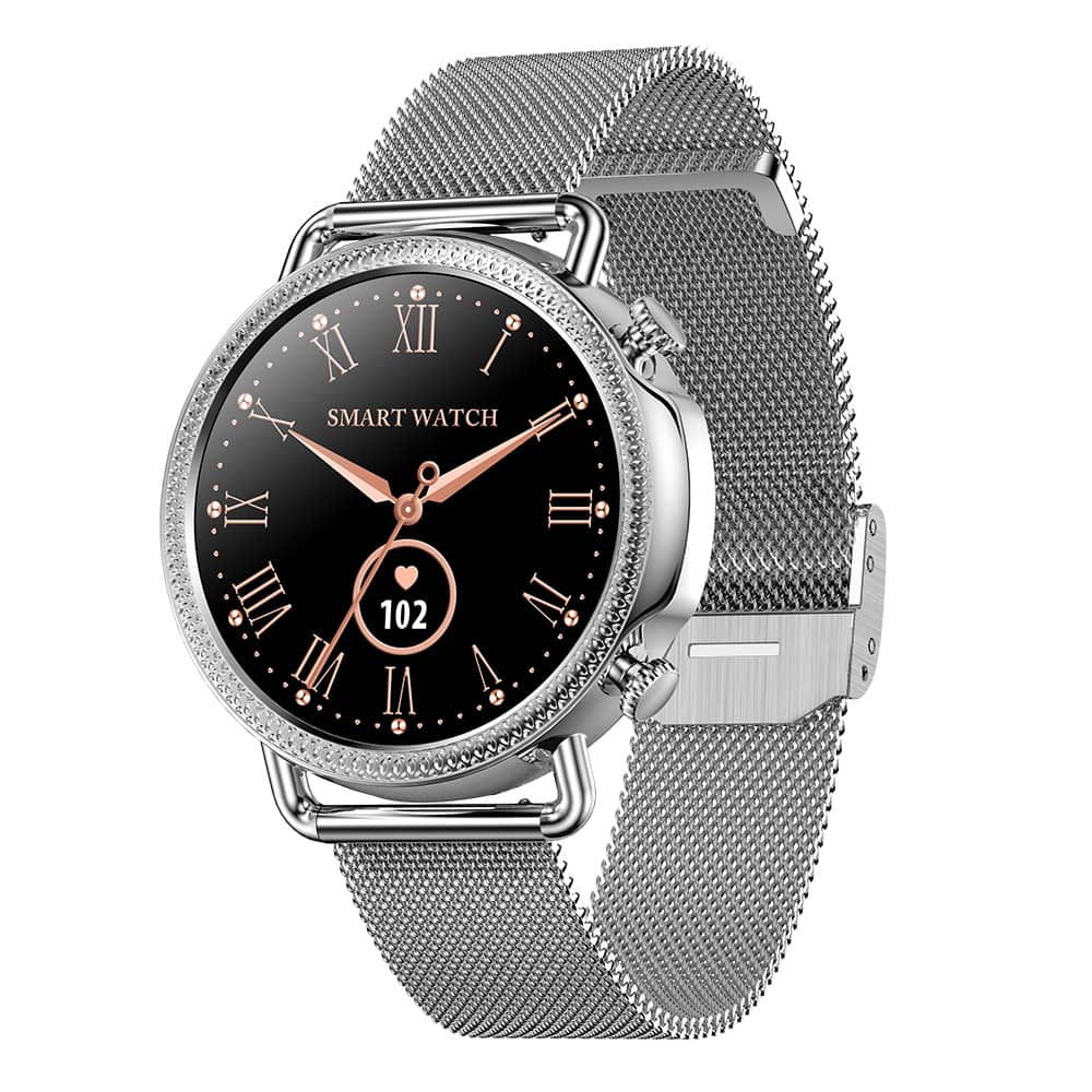 Products Blood Pressure Smart Watch for Women with Heart Rate Sleep Monitor Body Temperature Function Silicone and Steel Band Findtime
