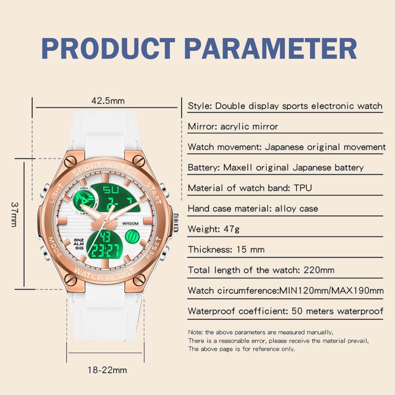 Findtime Womens Military Tactical Digital Watch Sport Waterproof Analog Watches LED Backlight Alarm Stopwatch
