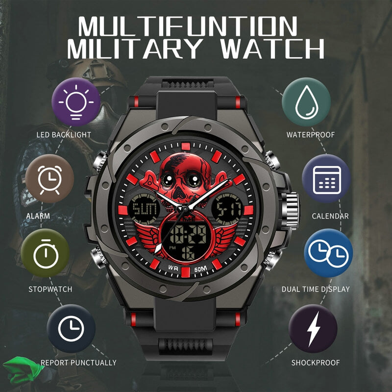 Findtime Digital Skull Watch for Men Unique Wrist Watch LED Backlight Waterproof Sport Outdoor Military WatchesFindtime Skull Digital Watch for Men Unique Military Watches LED Backlight Waterproof Sport Outdoor