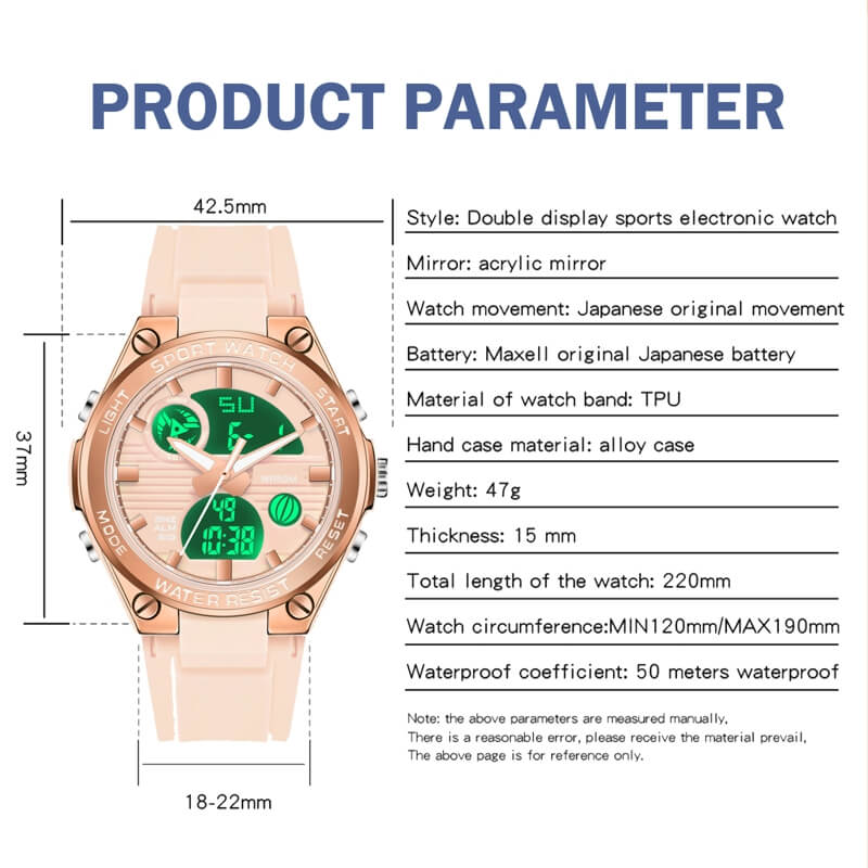 Findtime Womens Military Tactical Digital Watch Sport Waterproof Analog Watches LED Backlight Alarm Stopwatch