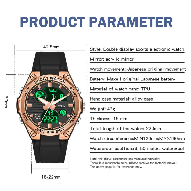Findtime Womens Military Tactical Digital Watch Sport Waterproof Analog Watches LED Backlight Alarm Stopwatch