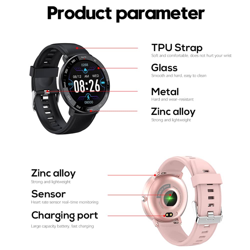 Findtime Blood Pressure Monitor Watch Real-Time Heart Rate Smartwatches for Men Women