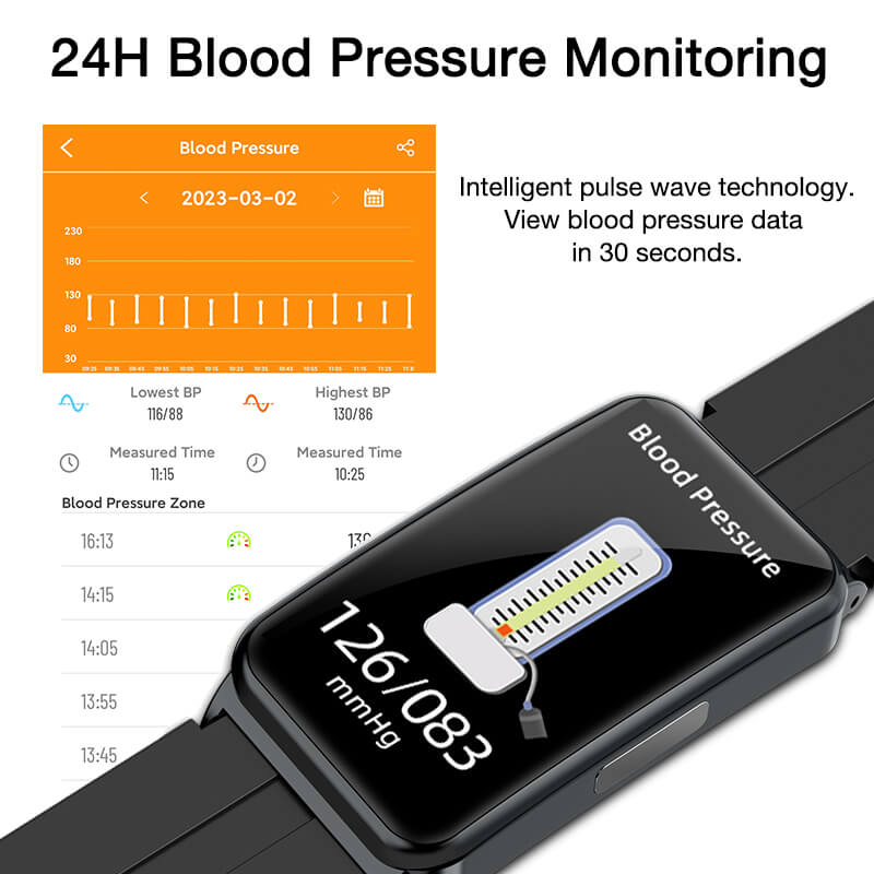 Findtime ECG Fitness Tracker with Blood Pressure Monitor Blood Glucose Heart Rate SpO2 Body Temperature