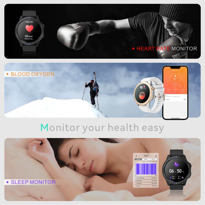 Findtime Smart Watch with Heart Rate Monitor Blood Oxygen Bluetooh Calling