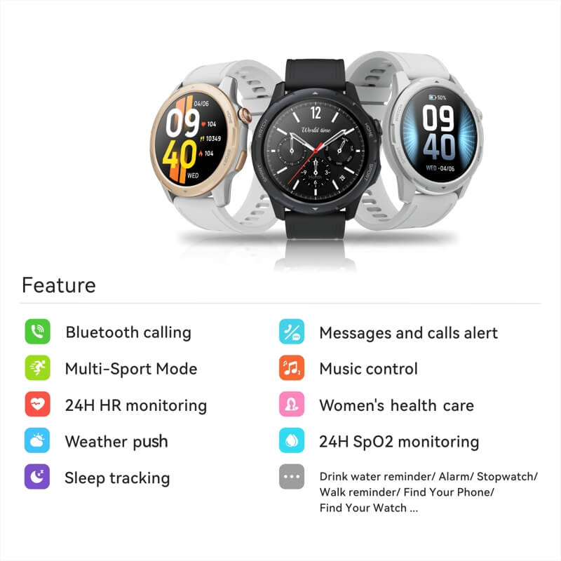 Findtime Smart Watch with Heart Rate Monitor Blood Oxygen Bluetooh Calling
